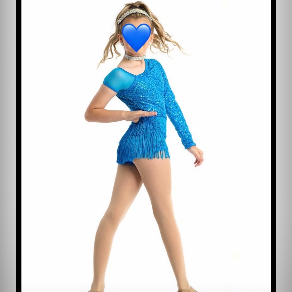 Blue Sequin Kids Dance Costume